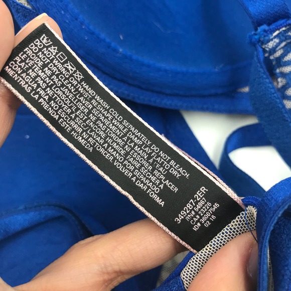 Victorias Secret Very Sexy Lightly Lined Plunge Bra Beige Blue Lace Sz 34D Wired - Picture 10 of 12